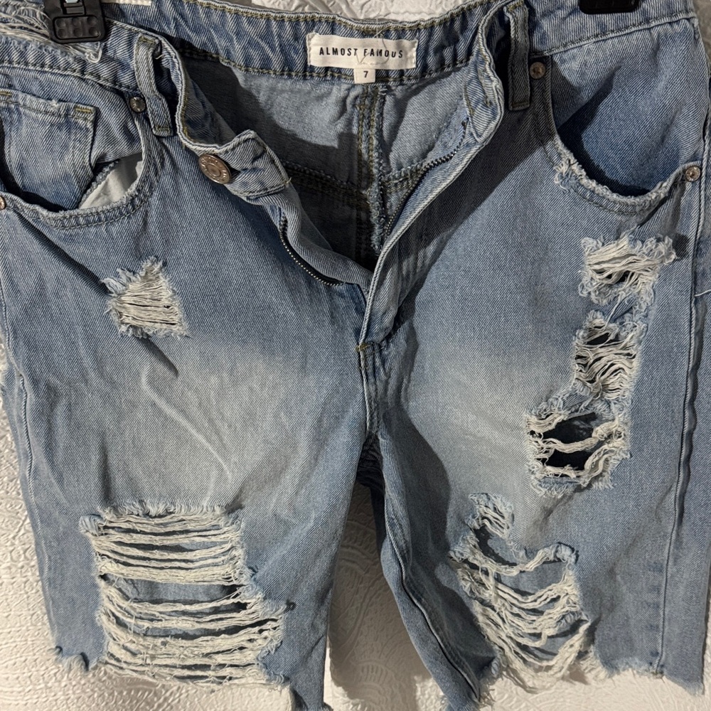 Almost Famous Ripped Light Blue Denim Shorts